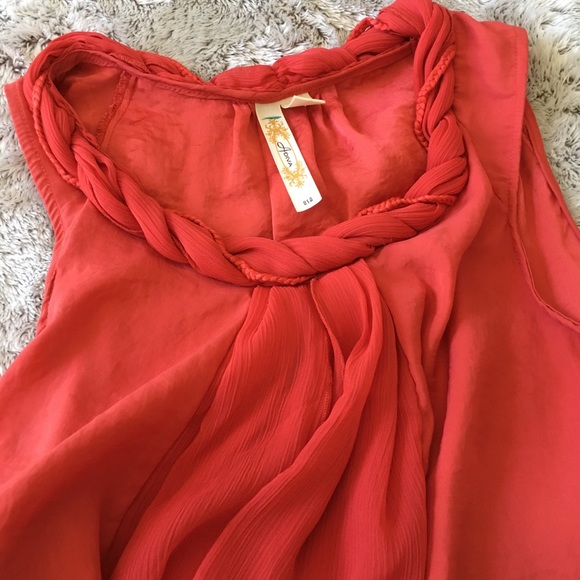 A Diva Coral Red Sleeveless Top Sz Medium - Picture 5 of 8